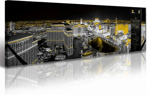 Miniatura 19 de JiazuGo Phoenix Skyline Arte de Pared en Lienzo - Paisaje Urbano de Arizona Enmarcado (14x48 Pulgadas) Negro y Blanco con Amarillo, Decoración