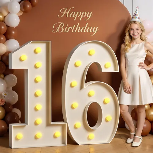 Miniatura 77 de Números de marquesina de 4 pies de alto, 4 pies de alto, números grandes iluminados 0 para 30, 40, 50, 60, decoración de fiesta de cumpleaños