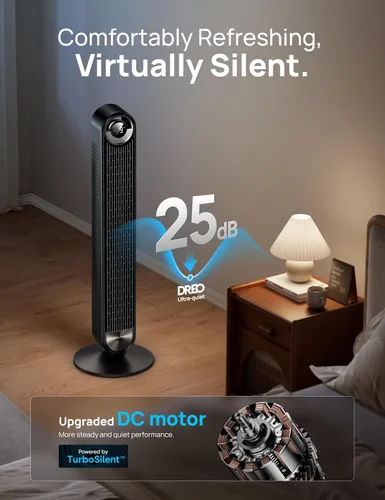 Miniatura 2 de Dreo - Ventiladores inteligentes de torre para el hogar, ventilador oscilante de 90° para dormitorio, control de voz, temporizador de 12H