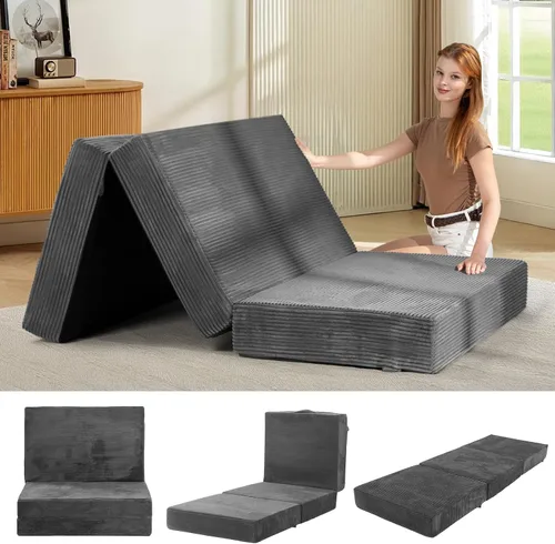 Miniatura 14 de Colchón de tres pliegues de 6 pulgadas, tamaño individual, sofá cama plegable con funda extraíble lavable, colchón plegable de espuma de alta