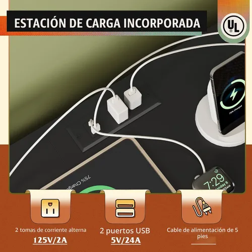 Miniatura 6 de WLIVE Soporte de TV negro para TV de 50, 55, 65 pulgadas, centro de entretenimiento con luces LED y estación de carga, cómoda con 8 cajones de tela