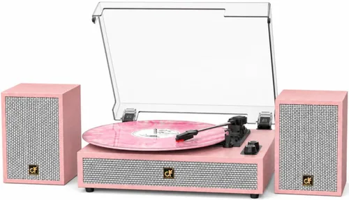 Miniatura 9 de Tocadiscos Bluetooth con altavoces externos tocadiscos de transmisión por correa para discos de vinilo, altavoces estéreo duales, reproductores LP