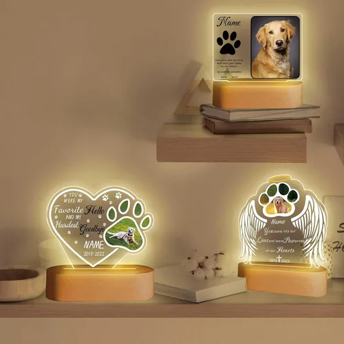 Miniatura 4 de Lámpara Nocturna Personalizada de Recuerdo para Mascotas, Lámpara de Noche de Simpatía, Lámpara de Acrílico Personalizada con Foto, Placa de Foto