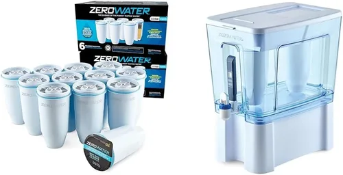 ZeroWater Filtro de repuesto oficial, repuesto de filtro TDS 0 de 5 etapas y dispensador de filtro de agua de 52 tazas de lectura de 5 etapas con