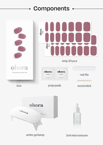 Miniatura 4 de ohora Tiras de Uñas de Gel Semi-Curadas Juego de Valor (N Bare Plum Starter Kit) Incluye Lámpara de Tamaño Completo y Mini Removedor, Calidad