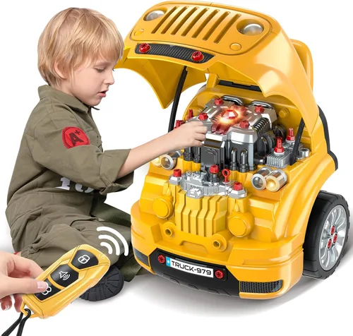 Miniatura 10 de SpringFlower - Juguetes y regalos para niños de 3 a 8 años, camiones grandes con motor para niños de 3 a 8 años, kit de construcción de camiones