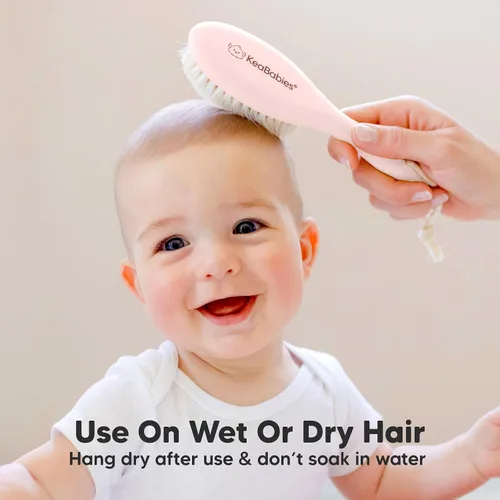 Miniatura 6 de Cepillo de madera para cabello de bebé para niñas y niños, cepillo para cuna, peine de bebé recién nacido, peine de cerdas de cabra suaves para Rubor