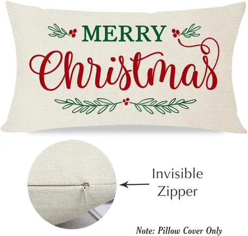Miniatura 5 de Fundas de almohada de Navidad de PANDICORN 12x20 pulgadas rojas para decoración rústica navideña al aire libre para sofá, sofá cama, sala de estar