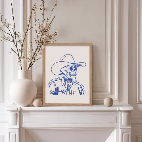 Miniatura 5 de Poster Master Póster de You've Yeed Your Last Haw, estampado retro de vaquero azul, arte occidental, arte moderno, arte del salvaje oeste, regalo