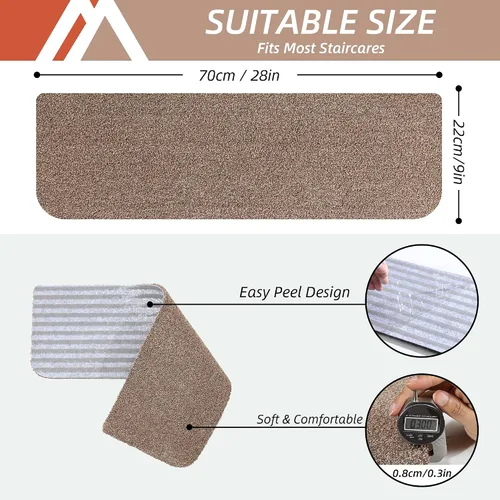 Miniatura 2 de Cosy Homeer - Alfombra antirresbalante para escaleras, de 30.0 x 8.0 in, para escalones de madera, alfombras para niños y perros, 100% poliéster, 15
