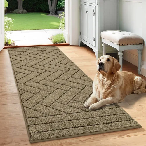 Miniatura 26 de Tindbea Tapete para perro para patas fangosas, absorbe la humedad, la suciedad, antideslizante, lavable, tapete de barro para perros, parte trasera