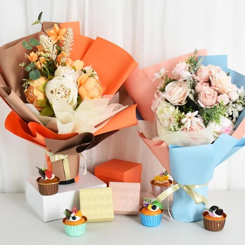 Miniatura 4 de BEISHIDA 20 piezas de papel de regalo de flores marrones, impermeable, para suministros de floristería, manualidades, embalaje de regalo, San