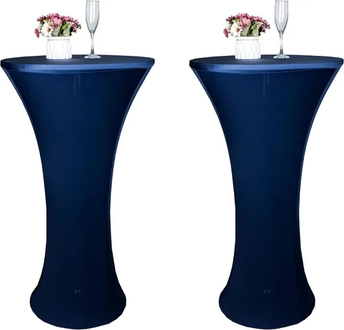 Miniatura 12 de Mantel de Mesa de Cóctel de Spandex Negro de 24x43 Pulgadas Ajustado Mesa de Bar Redonda Elástico Cubiertas de Mesa de Cóctel Highboy para Banquete