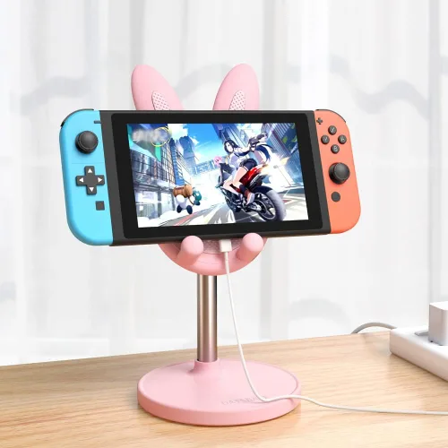 Miniatura 2 de OATSBASF Soporte ajustable para teléfono celular, soporte ajustable para teléfono con diseño de conejo, soporte para teléfono Kawaii, compatible