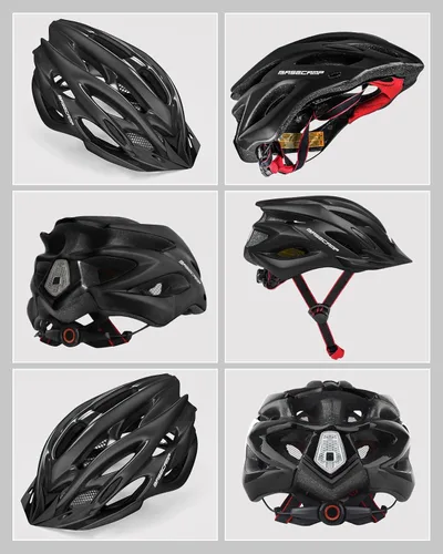 Miniatura 10 de Basecamp Casco de bicicleta para mujeres y hombres con luz LED de seguridad extraíble, visera solar, casco de bicicleta ligero, ajustable, Negro
