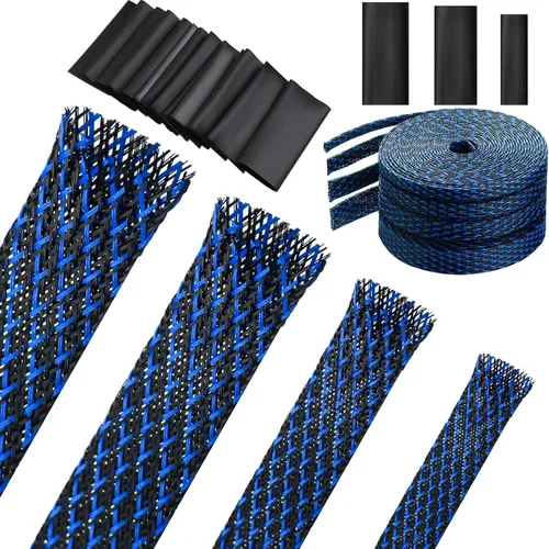 Miniatura 8 de Tatuo Funda de cable trenzada expandible de 65.6 pies, funda de alambre trenzado de varios tamaños con 120 tubos termorretráctiles para televisión