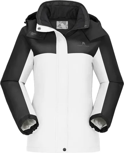 CAMEL CROWN Chaqueta de esquí para mujer, abrigo de nieve de invierno grueso, forro polar cálido, impermeable, chaqueta femenina con capucha