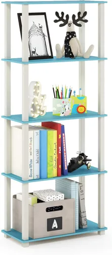 Miniatura 133 de Furinno Turn-N-Tube - Estantería de exhibición multiuso, de 4 niveles, con tubos clásicos, color nogal de Columbia y negro Columbia Nogal/Negro