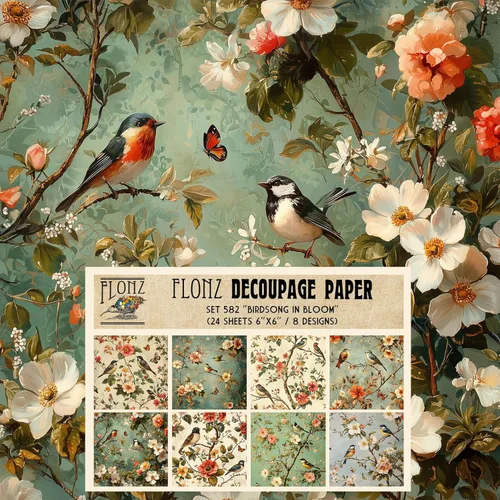 Miniatura 10 de Paquete de papel para decoupage (24 hojas 15x15 cm) Fantastic Nightlights # Papel con patrón estilo vintage para decoupage, manualidades y álbumes