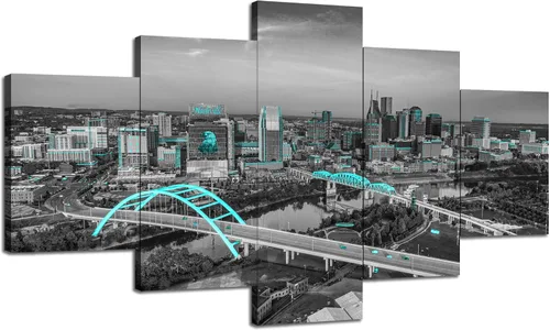 Miniatura 14 de Cawpom Arte de pared de Los Ángeles en blanco y negro, cuadro decorativo para pared, diseño de horizonte de Los Ángeles, póster de palmera, marco