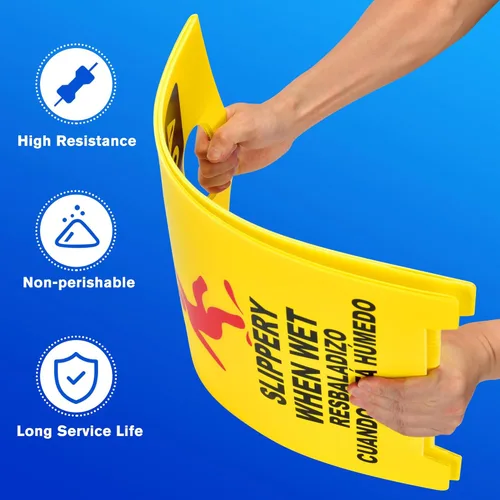 Miniatura 8 de MATTHEW CLEANING - Señales industriales de 19 pulgadas para suelo mojado, paquete de 3 letreros de advertencia multilingües de plástico corrugado