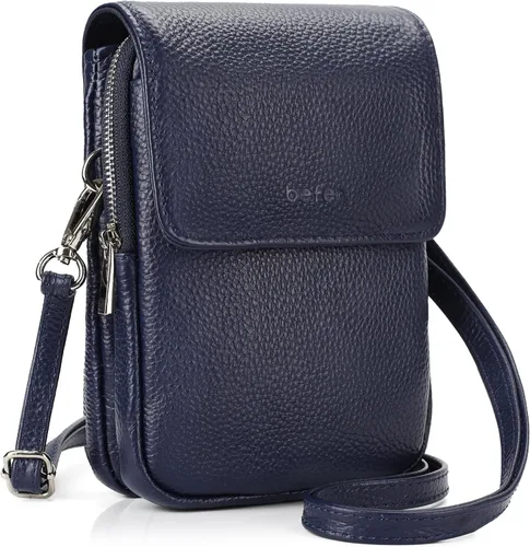 Miniatura 14 de befen Bolsos cruzados pequeños de cuero genuino para mujer, bolsa cruzada para teléfono celular con ranuras para tarjetas de bloqueo RFID