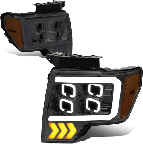 Miniatura 7 de DNA Motoring HL-OH-F1509-BK-CL1 - Faros delanteros con carcasa negra y lente transparente compatibles con Ford F150 09-14