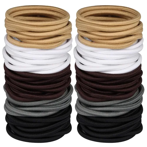 Miniatura 7 de Hageolan Ligas para el cabello de varios colores, 120 bandas elásticas grandes, soportes para cola de caballo sin daños para cabello grueso, Surtido