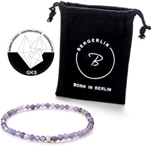 Miniatura 2 de BERGERLIN Pulsera de piedra natural real con perla de plata de ley 925 - Delicadas perlas facetadas - Pulseras genuinas con calidad certificada