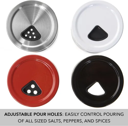 Miniatura 3 de Juego de saleros y pimenteros con agujeros ajustables para verter - Blanco y negro