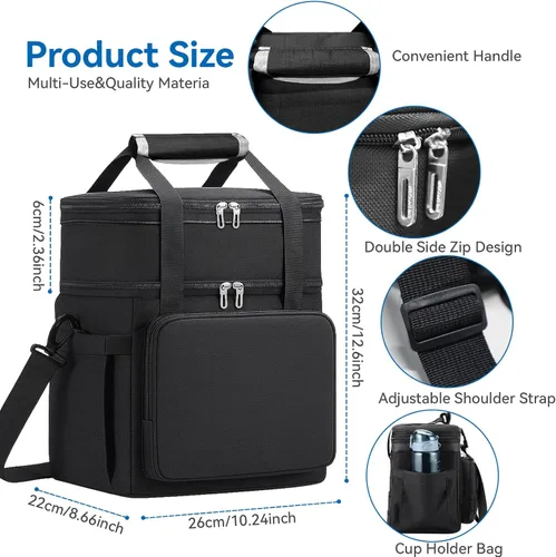 Miniatura 5 de Lonchera para hombres y mujeres, bolsa grande con aislamiento expandible, bolsa enfriadora de doble cubierta a prueba de fugas para adultos