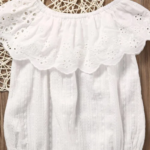 Miniatura 5 de Baby Girl Romper Jumpsuit Off Shoulder Lotus Leaf Bodysuit Infant Clothes Outfit