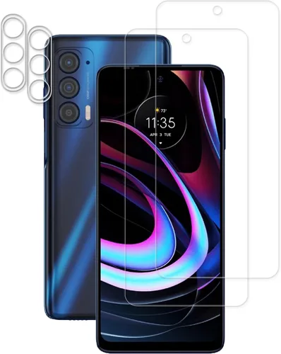 [Paquete de 2+2] Protector de pantalla de vidrio compatible con Motorola Moto Edge 2021 / Moto Edge 5G UW 2021 Protector de lente de cámara de