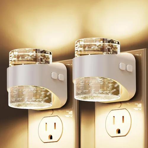 Miniatura 35 de L LOHAS LED Luz nocturna, paquete de 2 luces nocturnas de burbujas de 3000 K enchufables a la pared, luces nocturnas acrílicas con sensor de luz