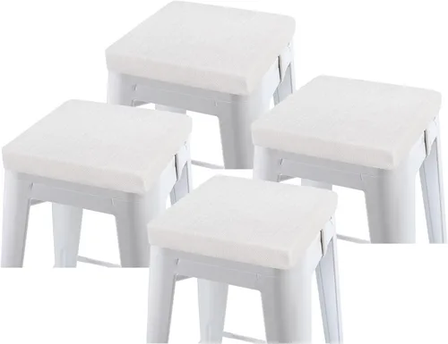 Miniatura 14 de baibu Juego de 2 cojines cuadrados de espuma viscoelástica de 12 pulgadas, diseño de doble capa con lazos, cojín cuadrado para silla para taburetes