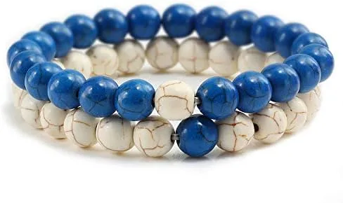 Miniatura 3 de Juego de 2 pulseras de chakras de distancia de piedra natural para hombres y mujeres, pulseras y brazaletes de yoga, joyería para mejores amigos