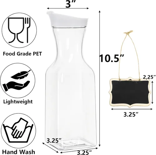 Miniatura 2 de Jucoan Paquete de 4 jarras de jugo de plástico de 1 litro con tapas para barra de mimosa, brunch, jarras de agua transparente con tapa abatible