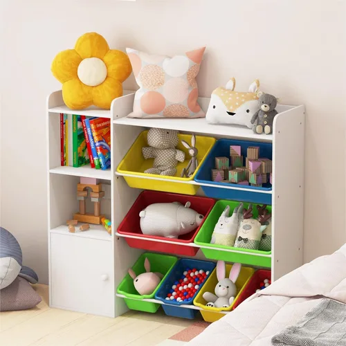 Miniatura 3 de Xilingol Organizador de Almacenamiento de Juguetes para Niños, Organizadores de Juguetes de 4 Niveles con 8 Contenedores de Almacenamiento Blanco