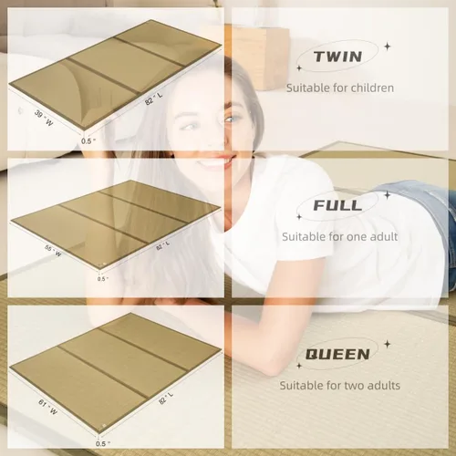Miniatura 6 de MustMat Tatami Mat - Colchón de suelo japonés individual XL, plegable, colchón de cama Rush Grass(Twin_xl-39 x 82 pulgadas)