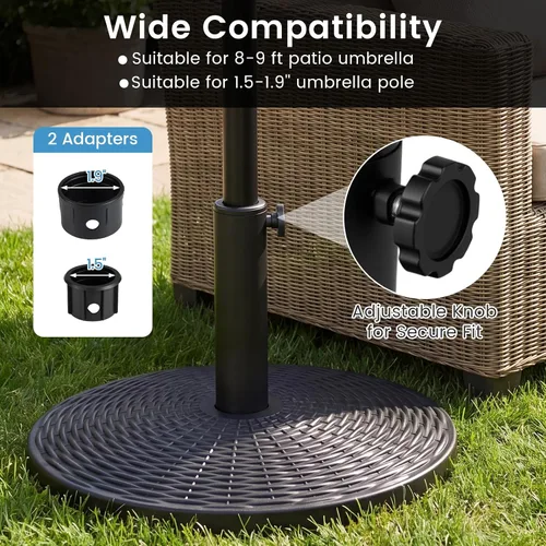 Miniatura 4 de Giantex Soporte de base de sombrilla de patio de 21 libras, soporte resistente para sombrilla para exteriores con base rellena de cemento, se adapta