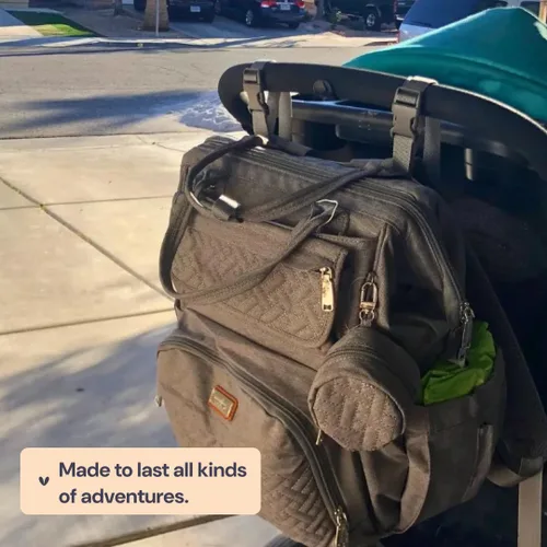 Miniatura 8 de BabbleRoo - Mochila para pañales, bolsa multifuncional para cambiar pañales con cambiador, correas para cochecito y funda para chupón, unisex, Negro