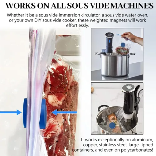 Miniatura 5 de TonGass Paquete de 8 pesas magnéticas Sous Vide que funcionan en todas las máquinas Sous Vide, imanes recubiertos de silicona para mantener