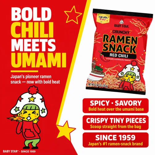 Miniatura 3 de Baby Star Bocadillo crujiente de ramen pequeño (chile rojo)
