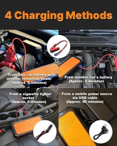 Miniatura 7 de Autowit Arrancador de salto de súper condensador, caja de salto portátil sin batería de 12 V, cables de arranque para coche diésel 8.0 y 4.0