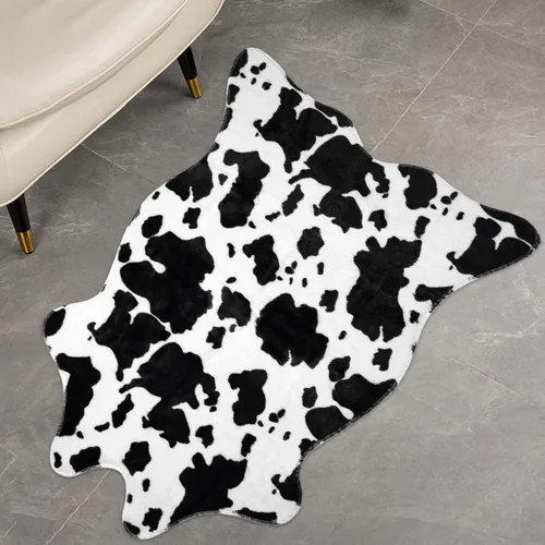 Miniatura 3 de MACEVIA Alfombra de piel de vaca sintética, bonita alfombra con estampado de vaca, alfombra de área animal, decoración occidental para sala