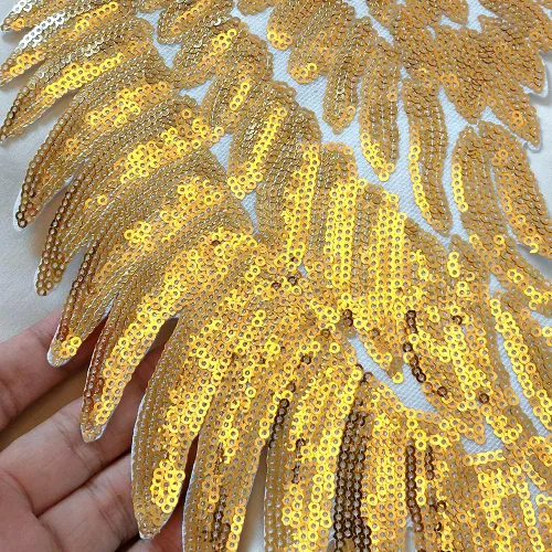 Miniatura 3 de LOCOMO Parche para coser con alas de ángel de lentejuelas grandes para decoración de ropa y chaqueta dorado (Sparkling Gold)