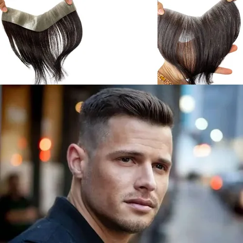 Miniatura 9 de Voloria Tupé de cabello humano 100 % de piel sintética para hombre, peluca frontal para retroceso, sistemas de reemplazo de línea capilar natural