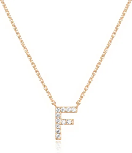 Miniatura 110 de PAVOI 14K White Gold Plated Cubic Zirconia Initial Necklace Letter Dainty Necklaces for Women