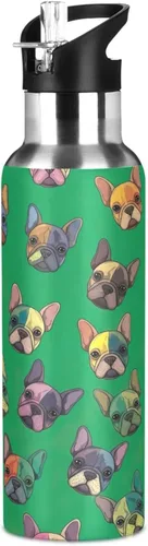 Miniatura 8 de Cute Dogs Vibrant Green Insulated Water Bottle 20 Oz, BPA-Free Sports Water Bottle Leakproof Water Bottles