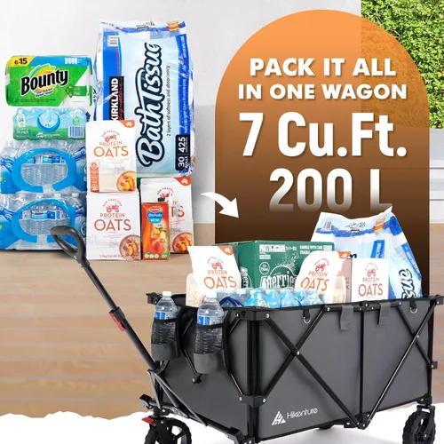 Miniatura 2 de Hikenture Carro plegable – Capacidad de 330 libras, carro plegable extra grande con ruedas todo terreno, carrito de playa utilitario para jardín al